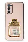 Eiroo Samsung Galaxy S20 FE Taşlı Parfüm Standlı Pembe Silikon Kılıf