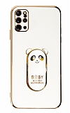Eiroo Samsung Galaxy S20 Plus Baby Panda Standl Beyaz Silikon Klf