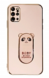 Eiroo Samsung Galaxy S20 Plus Baby Panda Standlı Pembe Silikon Kılıf