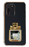 Eiroo Samsung Galaxy S20 Ultra Taşlı Parfüm Standlı Siyah Silikon Kılıf
