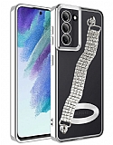 Eiroo Samsung Galaxy S21 FE 5G Su Yolu Zincirli Silver Silikon Kılıf