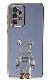 Eiroo Samsung Galaxy A72 / A72 5G Baby Bear Standlı Mavi Silikon Kılıf