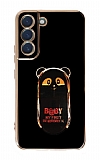 Eiroo Samsung Galaxy S21 Plus Baby Panda Standl Siyah Silikon Klf