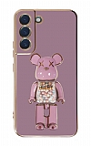 Eiroo Samsung Galaxy S21 Plus Candy Bear Standl Mor Silikon Klf