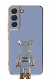 Eiroo Samsung Galaxy S22 5G Baby Bear Standl Mavi Silikon Klf