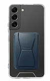 Eiroo Samsung Galaxy S22 5G Lacivert Kartlıklı Standlı Ultra Koruma Kılıf