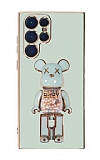Eiroo Samsung Galaxy S22 Ultra 5G Candy Bear Standl Yeil Silikon Klf