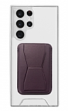 Eiroo Samsung Galaxy S22 Ultra 5G Mor Kartlıklı Standlı Ultra Koruma Kılıf