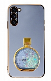 Eiroo Samsung Galaxy S23 Parfüm Şişesi Standlı Mavi Silikon Kılıf