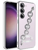 Eiroo Samsung Galaxy S23 Plus Kamera Korumalı Halka Zincirli Silver Silikon Kılıf