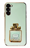 Eiroo Samsung Galaxy S23 Taşlı Parfüm Standlı Yeşil Silikon Kılıf