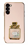 Eiroo Samsung Galaxy S23 Taşlı Parfüm Standlı Pembe Silikon Kılıf