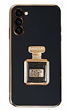 Eiroo Samsung Galaxy S23 Plus Aynalı Parfüm Standlı Siyah Silikon Kılıf