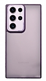 Eiroo Samsung Galaxy S23 Ultra Buzlu Silikon Mor Kenarlı Rubber Kılıf