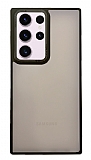 Eiroo Samsung Galaxy S23 Ultra Buzlu Siyah Silikon Kenarlı Rubber Kılıf