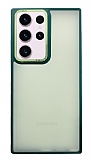 Eiroo Samsung Galaxy S23 Ultra Buzlu Silikon Yeşil Kenarlı Rubber Kılıf