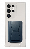 Eiroo Samsung Galaxy S23 Ultra Lacivert Kartlıklı Standlı Ultra Koruma Kılıf