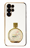 Eiroo Samsung Galaxy S23 Ultra Parfüm Şişesi Standlı Beyaz Silikon Kılıf
