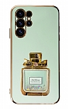 Eiroo Samsung Galaxy S23 Ultra Taşlı Parfüm Standlı Yeşil Silikon Kılıf