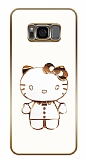 Eiroo Samsung Galaxy S8 Kitty Standlı Kamera Korumalı Beyaz Silikon Kılıf