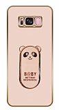 Eiroo Samsung Galaxy S8 Plus Baby Panda Standl Pembe Silikon Klf