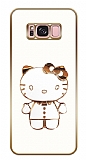Eiroo Samsung Galaxy S8 Plus Kitty Standlı Kamera Korumalı Beyaz Silikon Kılıf