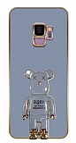 Eiroo Samsung Galaxy S9 Baby Bear Standl Mavi Silikon Klf