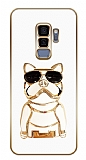Eiroo Samsung Galaxy S9 Plus Bulldog Standlı Kamera Korumalı Beyaz Silikon Kılıf