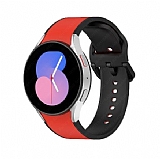 Eiroo Samsung Galaxy Watch 5 Kırmızı-Siyah Silikon Kordon (44mm)