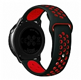 Eiroo Samsung Galaxy Watch Active 2 Silikon Spor Siyah-Krmz Kordon (44 mm)