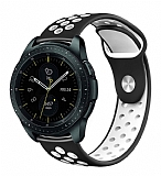 Eiroo Samsung Galaxy Watch Silikon Siyah-Beyaz Spor Kordon (46 mm)