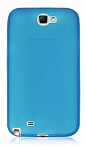 Samsung N7100 Galaxy Note 2 Ultra İnce Şeffaf Mavi Silikon Kılıf