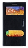 Samsung N7500 Galaxy Note 3 Neo Gizli Mıknatıslı Pencereli Siyah Deri Kılıf