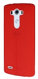LG G3 Deri Desenli Ultra İnce Kırmızı Silikon Kılıf
