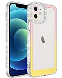 Eiroo Shimmer iPhone 11 Kamera Korumalı Pembe-Sarı Silikon Kılıf