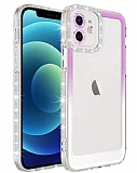 Eiroo Shimmer iPhone 11 Kamera Korumal Mor-Beyaz Silikon Klf
