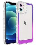 Eiroo Shimmer iPhone 12 Kamera Korumalı Mor-Pembe Silikon Kılıf