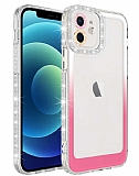 Eiroo Shimmer iPhone 12 Kamera Korumalı Beyaz-Pembe Silikon Kılıf