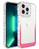 Eiroo Shimmer iPhone 12 Pro Max Kamera Korumal Beyaz-Pembe Silikon Klf