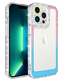 Eiroo Shimmer iPhone 12 Pro Max Kamera Korumalı Pembe-Mavi Silikon Kılıf