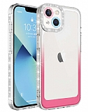 Eiroo Shimmer iPhone 13 Kamera Korumalı Beyaz-Pembe Silikon Kılıf