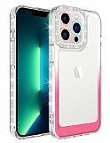 Eiroo Shimmer iPhone 13 Pro Kamera Korumalı Beyaz-Pembe Silikon Kılıf