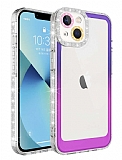 Eiroo Shimmer iPhone 14 Kamera Korumal Mor-Pembe Silikon Klf