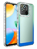 Eiroo Shimmer Xiaomi Poco C40 Kamera Korumal Yeil-Mavi Silikon Klf