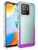Eiroo Shimmer Xiaomi Poco C40 Kamera Korumal Mavi-Mor Silikon Klf