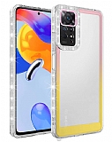Eiroo Shimmer Xiaomi Redmi Note 11 Kamera Korumalı Pembe-Sarı Silikon Kılıf