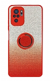 Eiroo Shining Xiaomi Poco M5s Yüzük Tutuculu Taşlı Kırmızı Silikon Kılıf