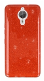 Eiroo Silvery General Mobile GM 5 Plus Simli Kırmızı Silikon Kılıf