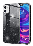 Eiroo Silvery iPhone 12 / iPhone 12 Pro 6.1 inç Simli Siyah Silikon Kılıf