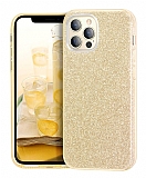 Eiroo Silvery iPhone 12 Pro Max 6.7 inç Simli Gold Silikon Kılıf